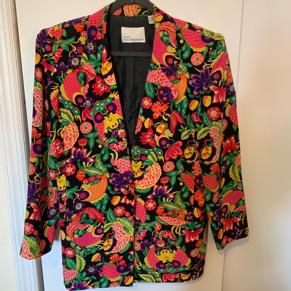 Vintage Dana Buchman Silk Colorful Blazer